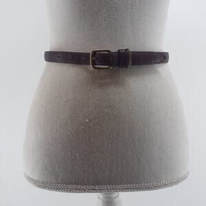 Docker's Red Burgundy Gold tone Buckle Hand Crafted USA Skinny Belt 1621 Plum S